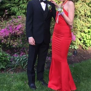 Red silk Prom Dress